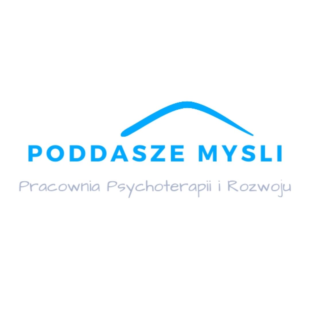 Na grafice logotyp z napisem: Poddasze myśli Pracownia Psychoterapii i Rozwoju