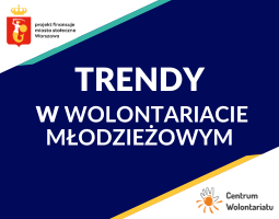 granatowe tło z białym napisem "Trendy w wolontariacie młodzieżowym"