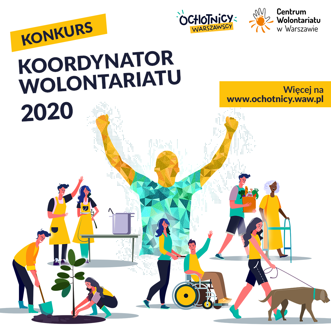 Grafika promująca konkurs "Koordynator wolontariatu" 2020