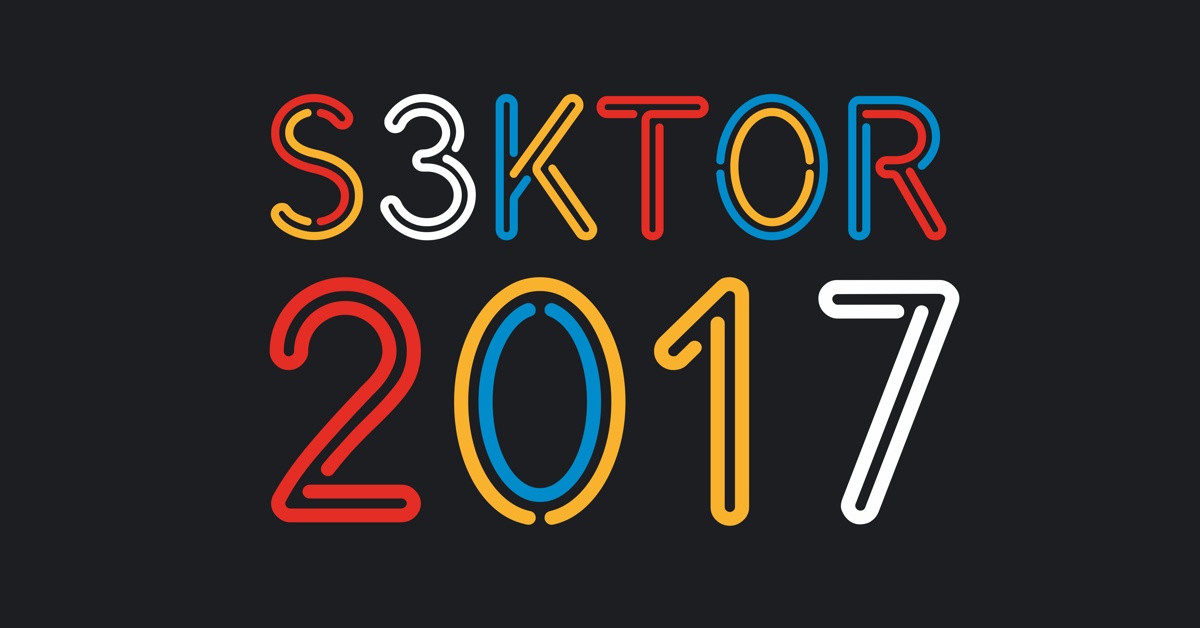 Logo "S3KTOR 2017" czarne tło kolorowe litery