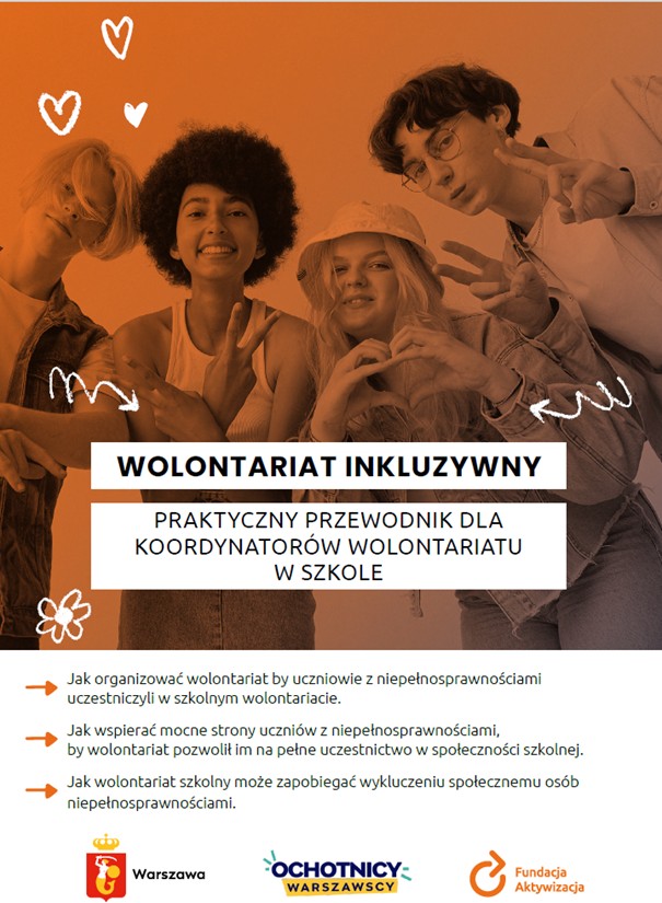 Wolontariat inkluzywny - praktyczny przewodnik dla koordynatorów wolontariatu w szkole - strona tytułowa publikacji
