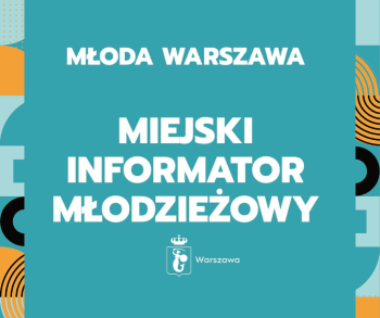 Strona tytułowa publikacji z napisem Młoda Warszawa Miejski Informator Młodzieżowy i miejskim logo z syrenką