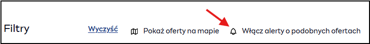 Przycisk z dzwonkiem "Włącz alert o podobnych ofertach"